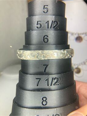 Intricate Floral Etched Pure Silver 999 Women's Band - Silver